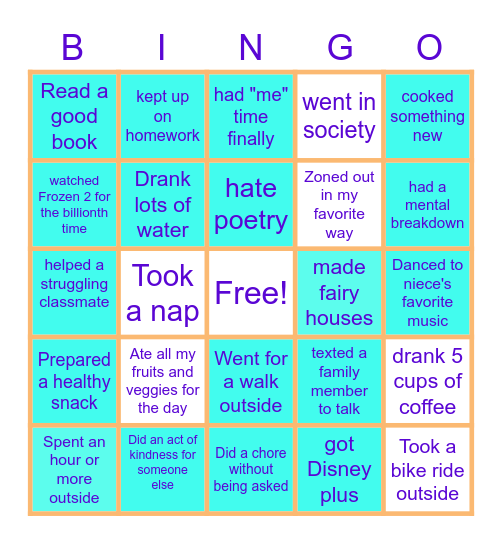 Staying Healthy BINGO! Bingo Card