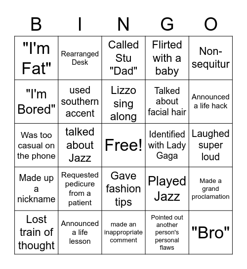 Andy Bingo Card