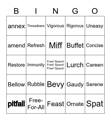 Wordmaster Bingo Card