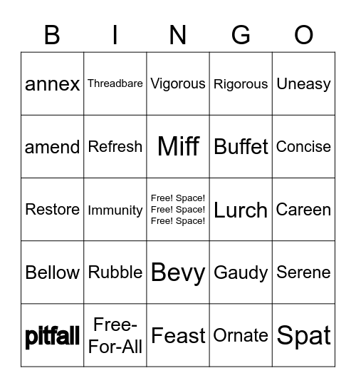 Wordmaster Bingo Card