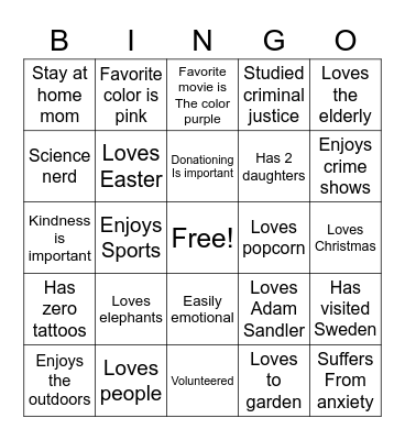 San's Bingo Card