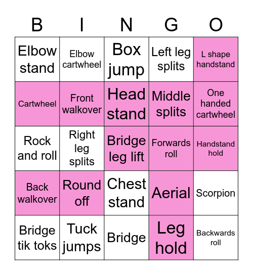 Inspirations acro Bingo Card