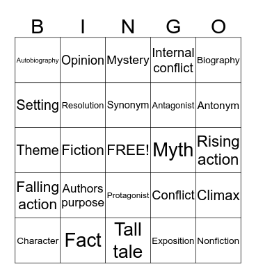 Reading bingo Card