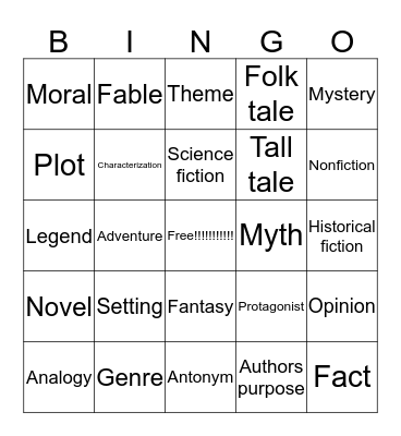 Reading bingo card Bingo Card