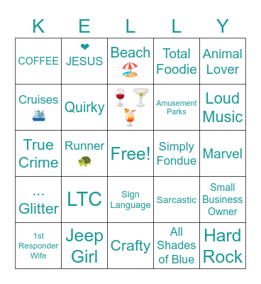 Kelly's Bingo Card