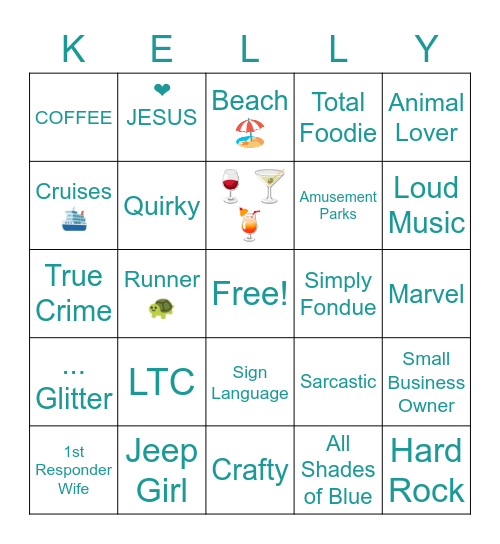 Kelly's Bingo Card