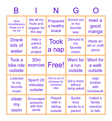 Staying Healthy BINGO! Bingo Card