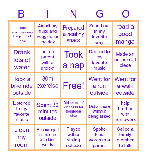 Staying Healthy BINGO! Bingo Card