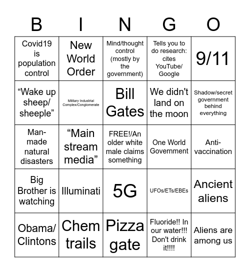 Conspiracy Theory Bingo! Bingo Card