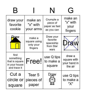 Fine motor and sqaure making Bingo Card