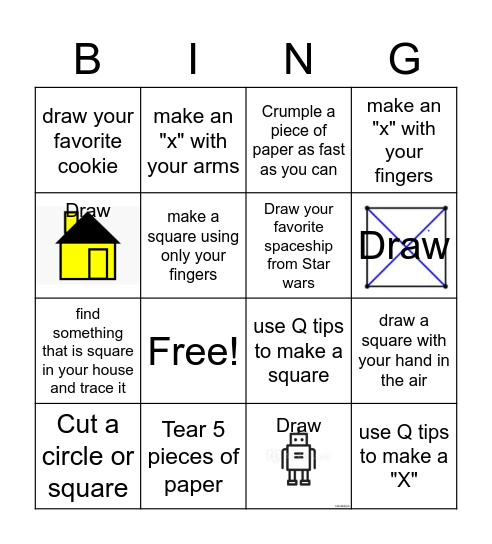 Fine motor and sqaure making Bingo Card