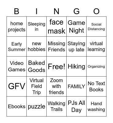 Virtual Bus Bingo Card