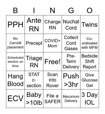 L&D Nurses' Week Advanced BINGO! Bingo Card