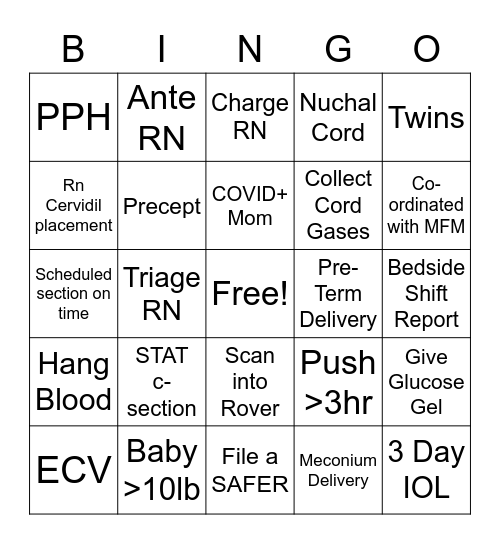 L&D Nurses' Week Advanced BINGO! Bingo Card