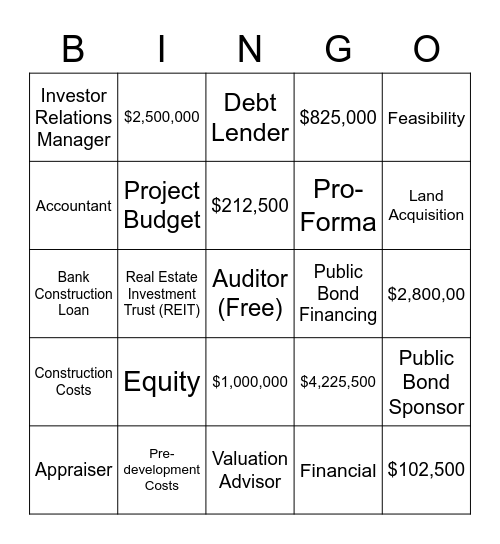 CREW Careers Bingo Card