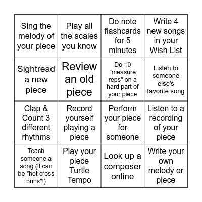 Piano Bingo! Bingo Card