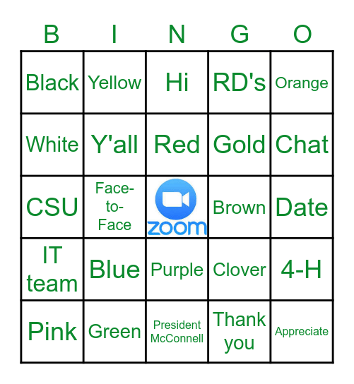 Zoom Virtual Meeting Bingo Card