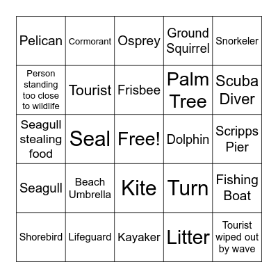 Coastal Walk Bingo Card