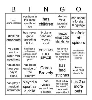 Find Someone Who.... Bingo Card