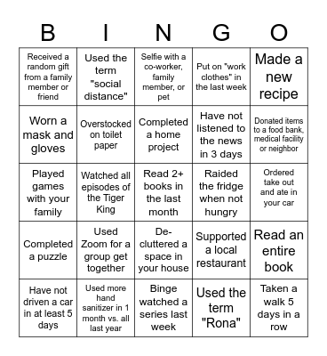 Sundance Covid 19 BINGO Card