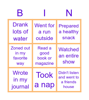 Staying Healthy BINGO! Bingo Card