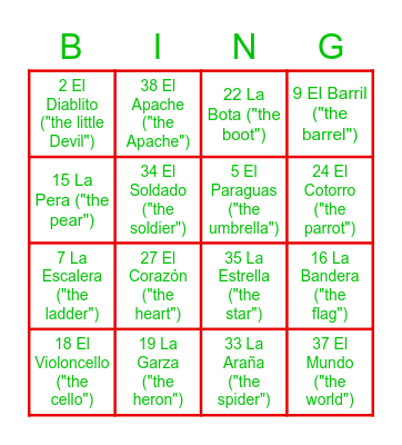 Loteria Bingo Card