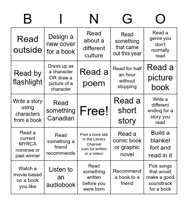 Read at Home Bingo Card