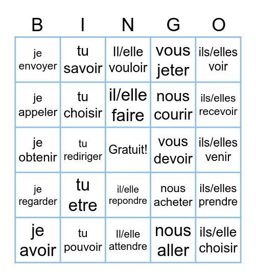 Le Français pour l'avenir Bingo Card