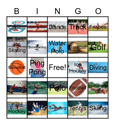 Sports and Activities Bingo Card