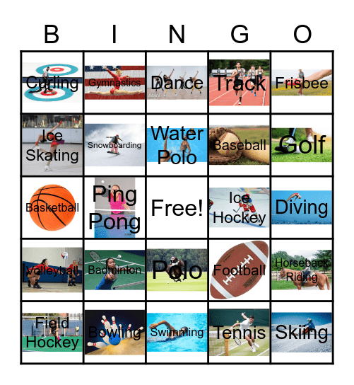 Sports and Activities Bingo Card