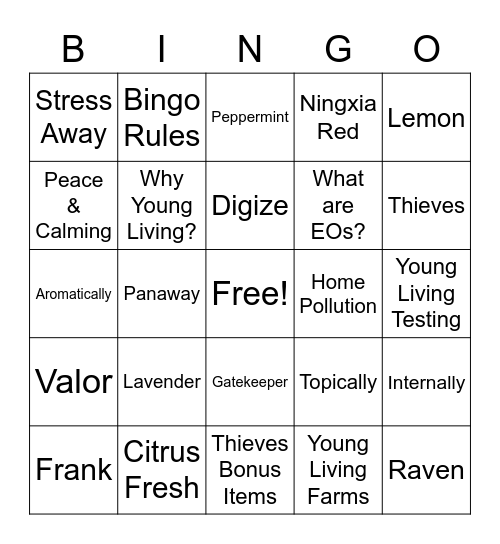 OILS 101 Bingo! Bingo Card