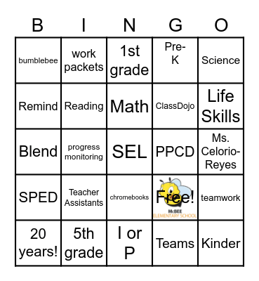 McBee Virtual Bingo Card