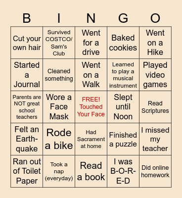 Indian Hills YW-YM Bingo Card