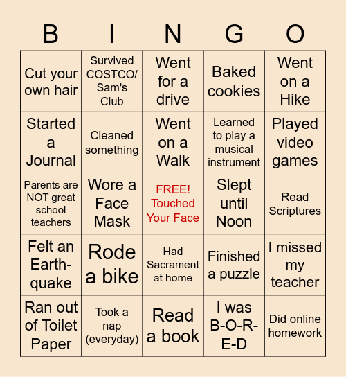 Indian Hills YW-YM Bingo Card