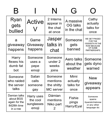 PLEASE LET ME DIE FG BINGO 2.0 Bingo Card