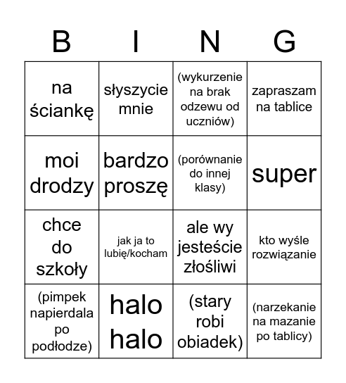 Kultowe teksty Baśki Bingo Card