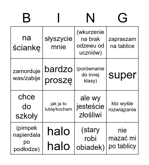 Kultowe teksty Baśki Bingo Card