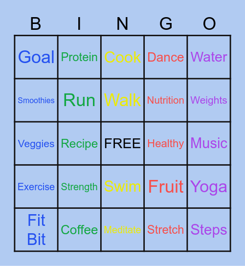 COA Volunteers "HEALTHY HOUR" Bingo Card