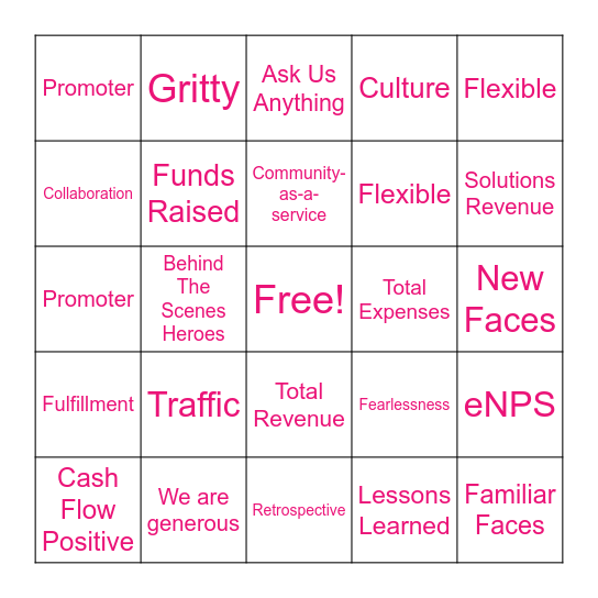 Q2 QBR Bingo! Bingo Card