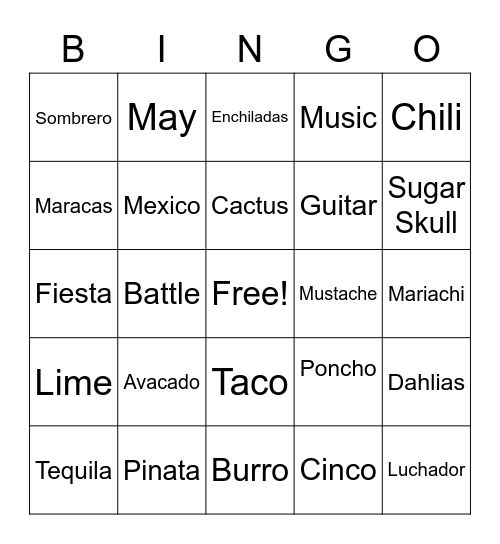 Cinco de Mayo! Bingo Card