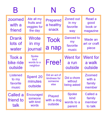Staying Healthy BINGO! Bingo Card
