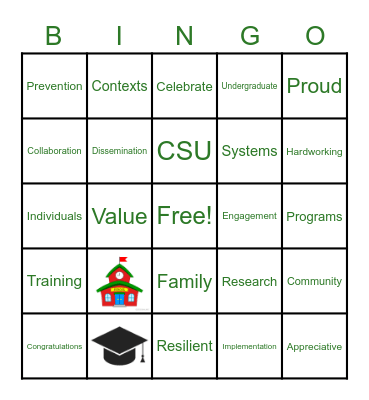 End of Semester Bingo Card