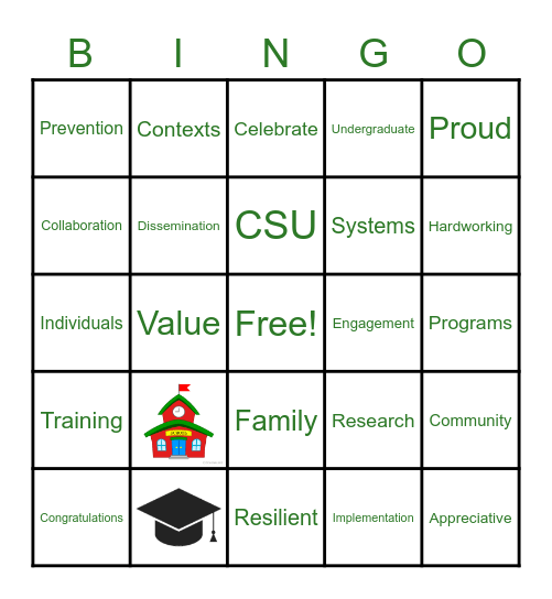 End of Semester Bingo Card