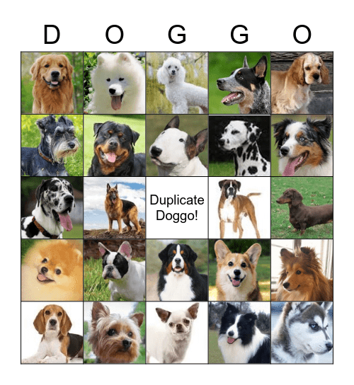 Doggo Bingo Card