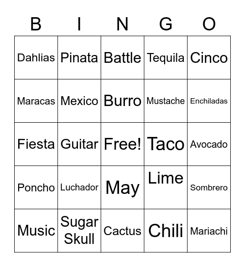 Cinco de Mayo! Bingo Card