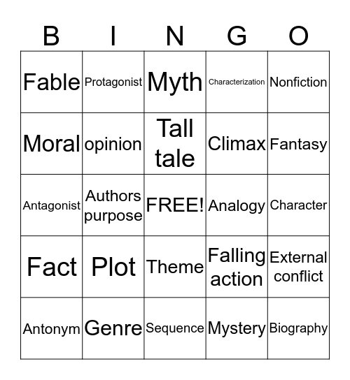 Reading bingo Card