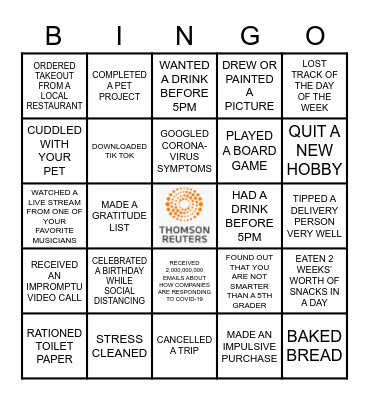 Quarantine Bingo Card