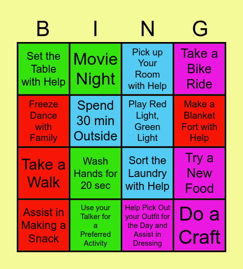 CAREY LIFE SKILLS BINGO 2 Bingo Card