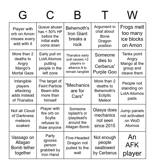 Crystal Tower Bingo Card