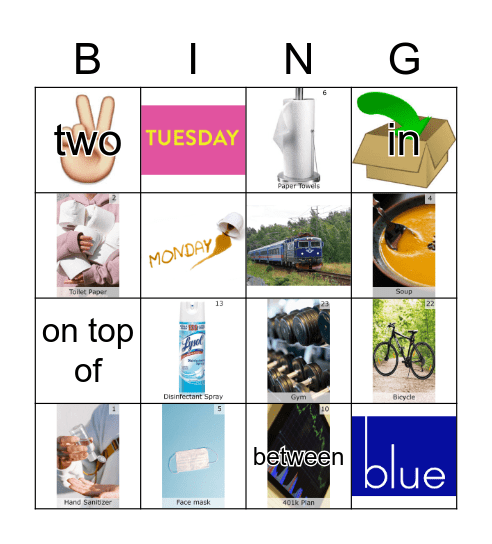 Sight Words Bingo Card